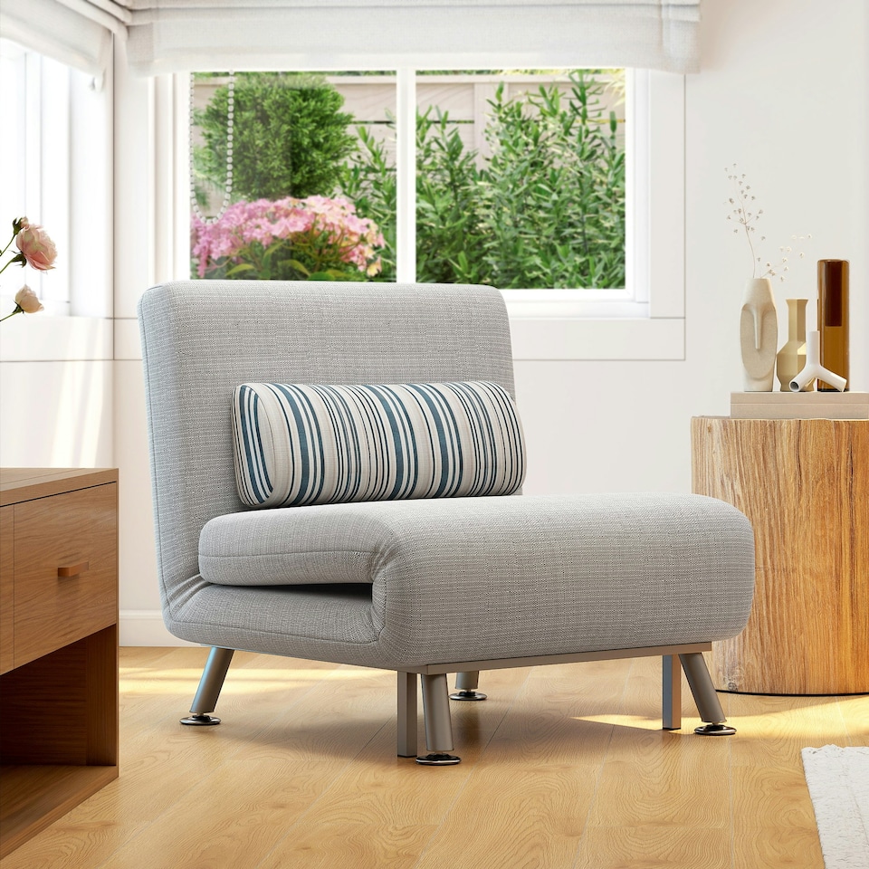 image 1 of HOMCOM Single Folding 5 Position Convertible Sleeper Chair Sofa Bed