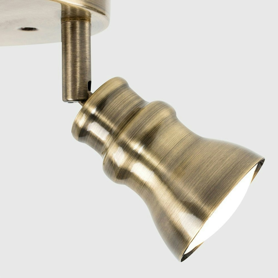 image 1 of ValueLights Modern Retro Antique Brass 3 Way Round Adjustable Ceiling Spotlight