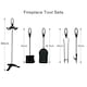 image 4 of Black Fireplace Fireside 5 Piece Set including Stand