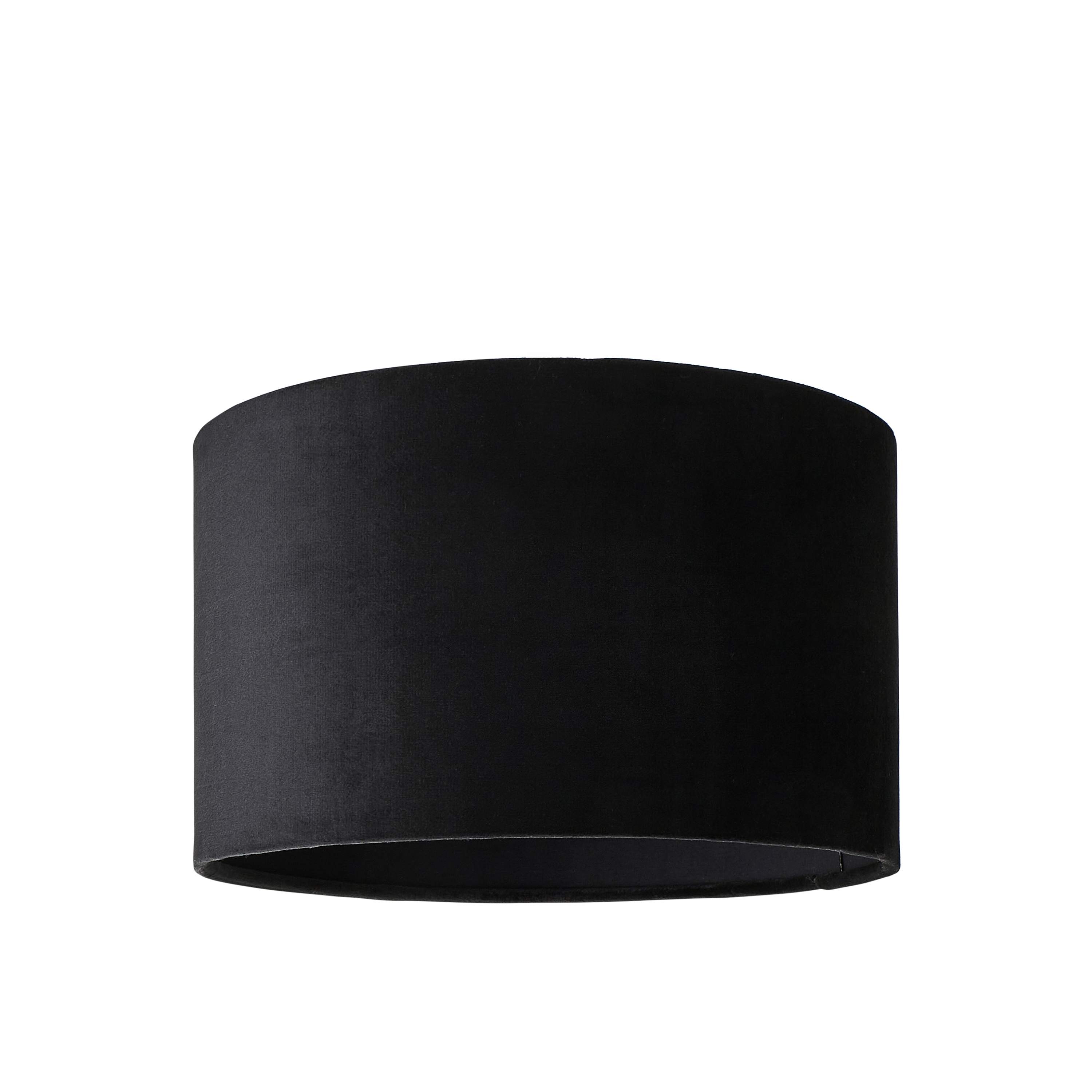 ValueLights Reni Black Velvet Easy Fit Drum Ceiling Lamp Shade | Size: Small