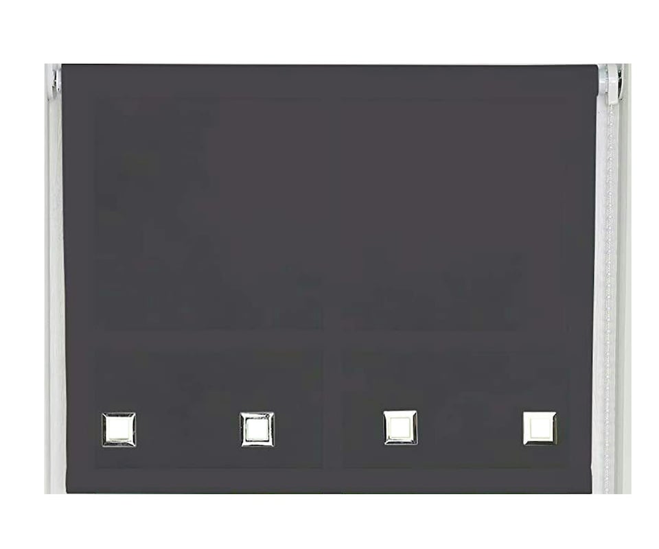 image 1 of 150cm Black Square Eyelet Edge Roller Blind | Black | Black
