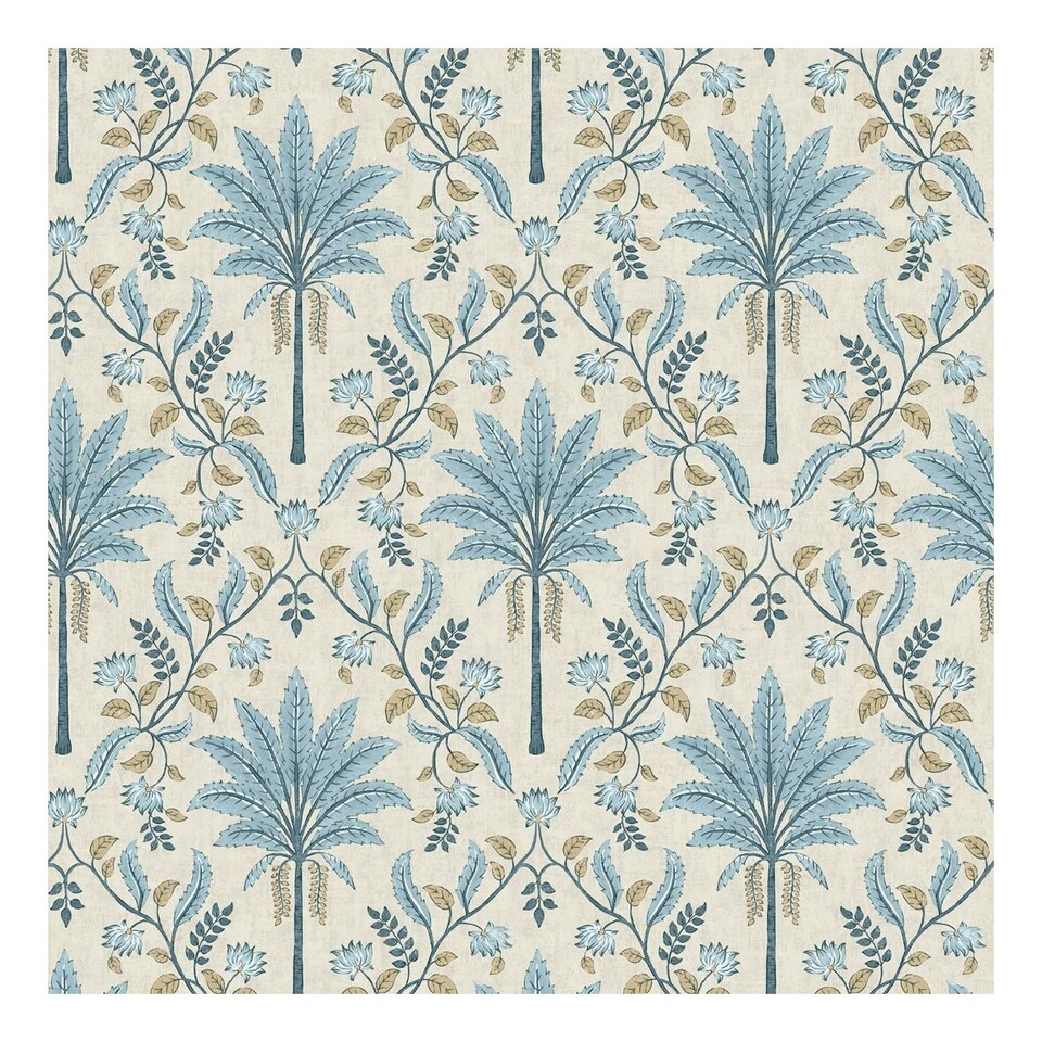 image 1 of Holden Décor Eastern Horizons Palm Trellis Wallpaper - Blue - 10m x 53cm | Blue