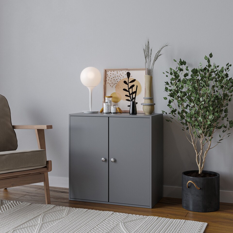 image 1 of Black 2-Tier 2-Door Wooden Cabinet | Black | 0 x 0 x 0 | 1