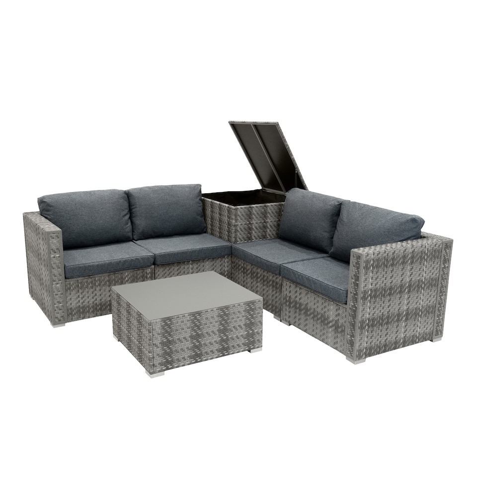 image 1 of Rattan Modular 6 Piece Furniture Set – Grey