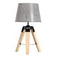 image 1 of HOMCOM Wooden Tripod Table Lamp for Side, Desk or End Table with E27 Bulb Base Grey Shade