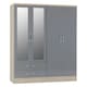 image 10 of Nevada 4 Door 2 Drawer Mirrored Wardrobe Grey | 3D Effect Grey