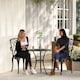 image 2 of Outsunny 3 PCs Coffee Table Chairs Outdoor Garden Furniture Set w/ Umbrella Hole