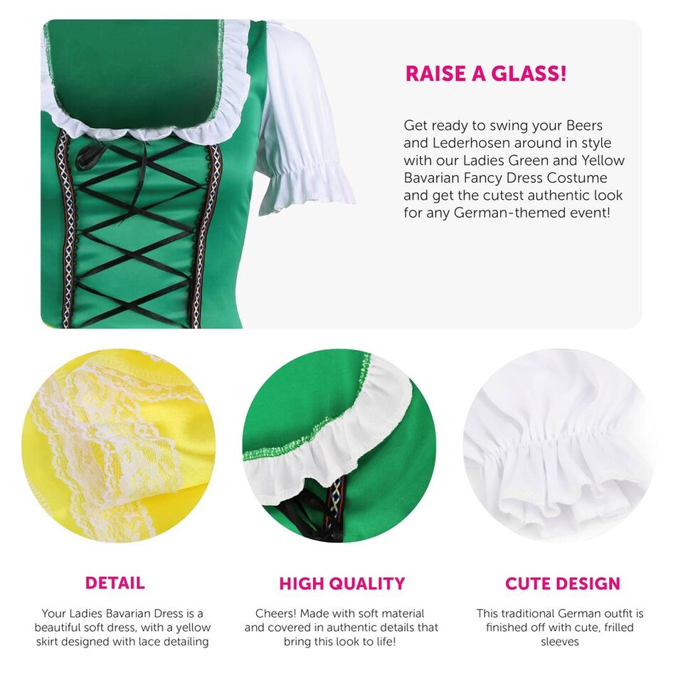 image 1 of Womens Oktoberfest Bavarian Costume Dress Beer Festival Fancy Dress Outfit