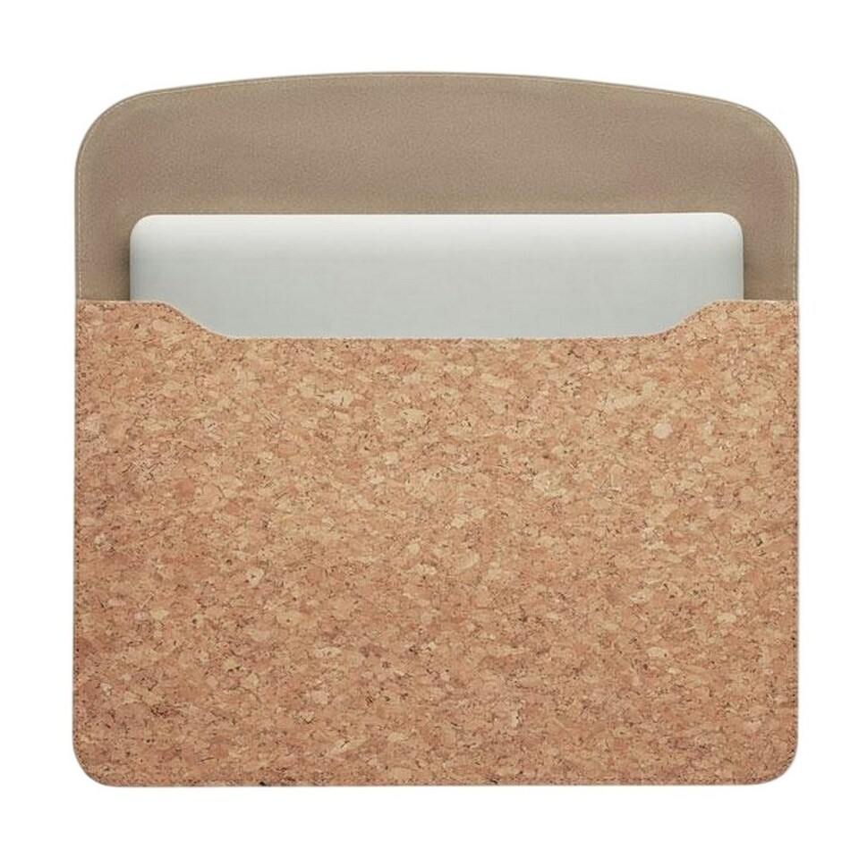 image 1 of MidOcean Grace Cork Magnetic Closure Laptop Sleeve - Beige - One Size Brown