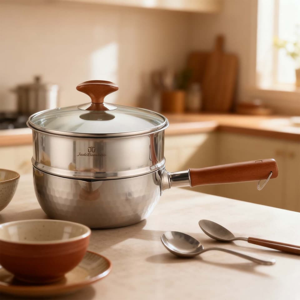 image 1 of HomeKing JadeBamboo Peak Pot-18CM Saucepan with 18CM Steamer