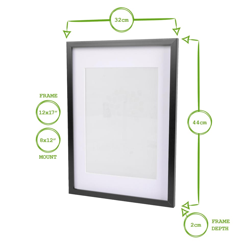 image 1 of Nicola Spring 3x Photo Frames with White A4 Mount - A3 (12" x 17") Black Portrait Hanging Wall Mounted Picture Display Frame