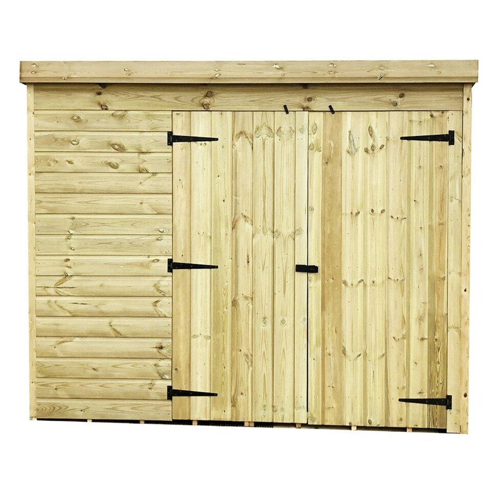image 1 of 8 x 4 WINDOWLESS Garden Shed Pressure Treated T&G PENT Wooden Garden Shed + Double Doors (8' x 4' / 8ft x 4ft) (8x4)