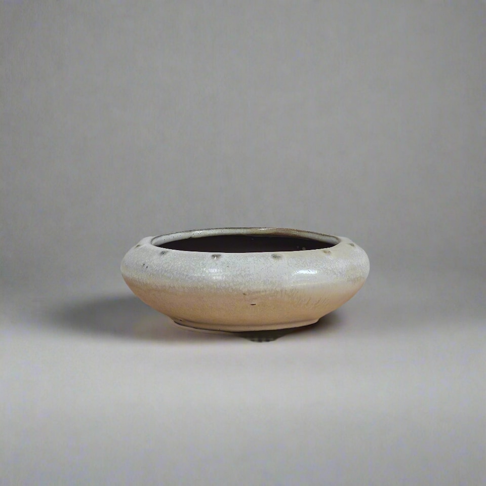 Yorkshire Bonsai 13cm Glazed Bonsai Pot Round 13cm x 4cm White