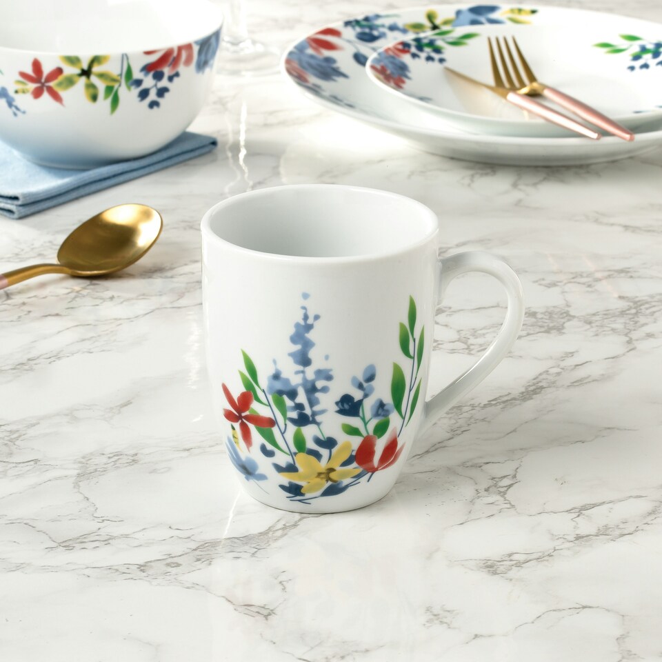 image 1 of 16pc Watercolour Floral Dinner Set