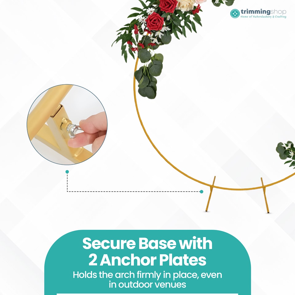 image 1 of Golden Circle Balloon Arch Frame Flower Balloon with Floor Base - 180cm