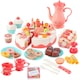 image 1 of Pretend Cutting & Decorating Birthday Cake Tea Party Play Set – 83-Piece Dessert & Afternoon Tea Role Play Set with Light-Up Candle