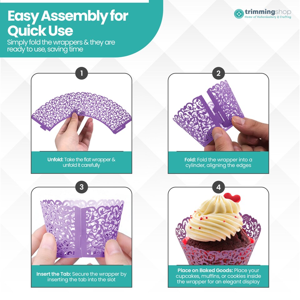 image 1 of Cupcake Wrappers Laser Cut Floral Design Paper Cup Holders - 25pcs
