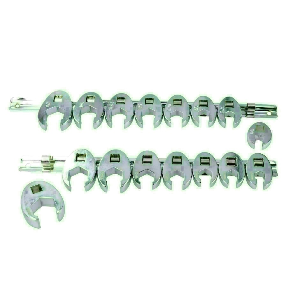 image 1 of 3/8" Drive Imperial AF + Metric Crowfoot Crowfeet 3/8" - 7/8" 10 - 22mm 16pc