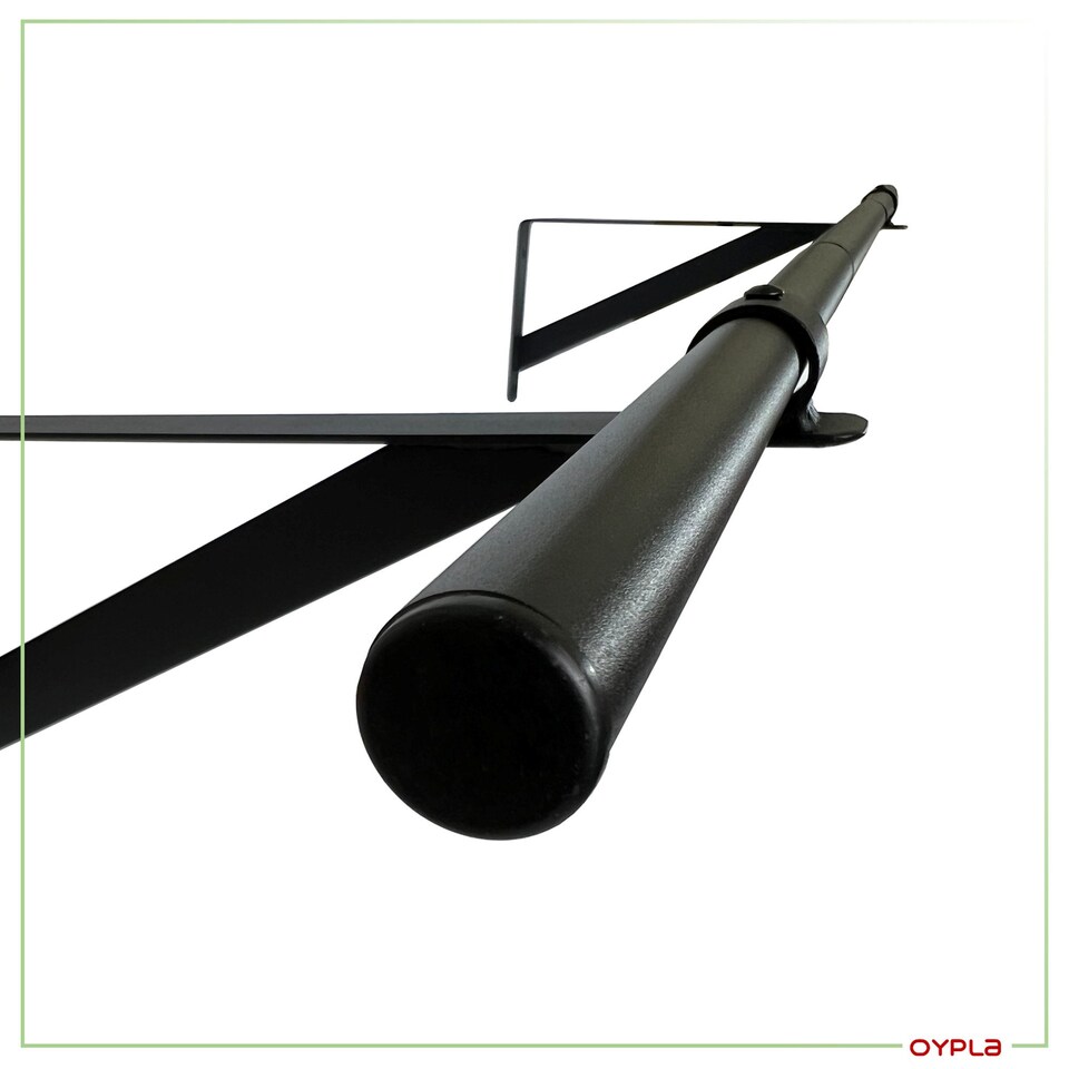 image 1 of 5ft Wall Mounted Garment Clothes Rail Super Heavy Duty All Metal Black | Black | One Size