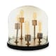 image 1 of Interiors by Premier Amber Glass Dome Table Lamp, Antique Wood Base With Brass Holders, Elegant Cylindrical Bulb Design Gold