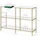 image 2 of 3-Tier Glass Sofa Console Table with Storage Shelves, Easy Assembly, Gold