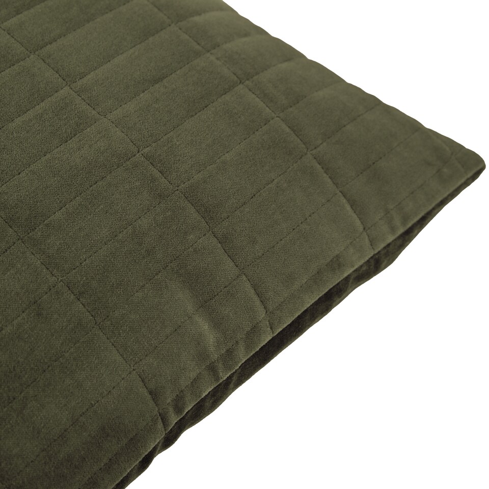 image 1 of Yard Dales Quilted 100% Cotton Velvet Cushion, Lichen