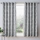 image 1 of Catherine Lansfield Damask Jacquard Lined Eyelet Curtains | Silver | Silver Grey