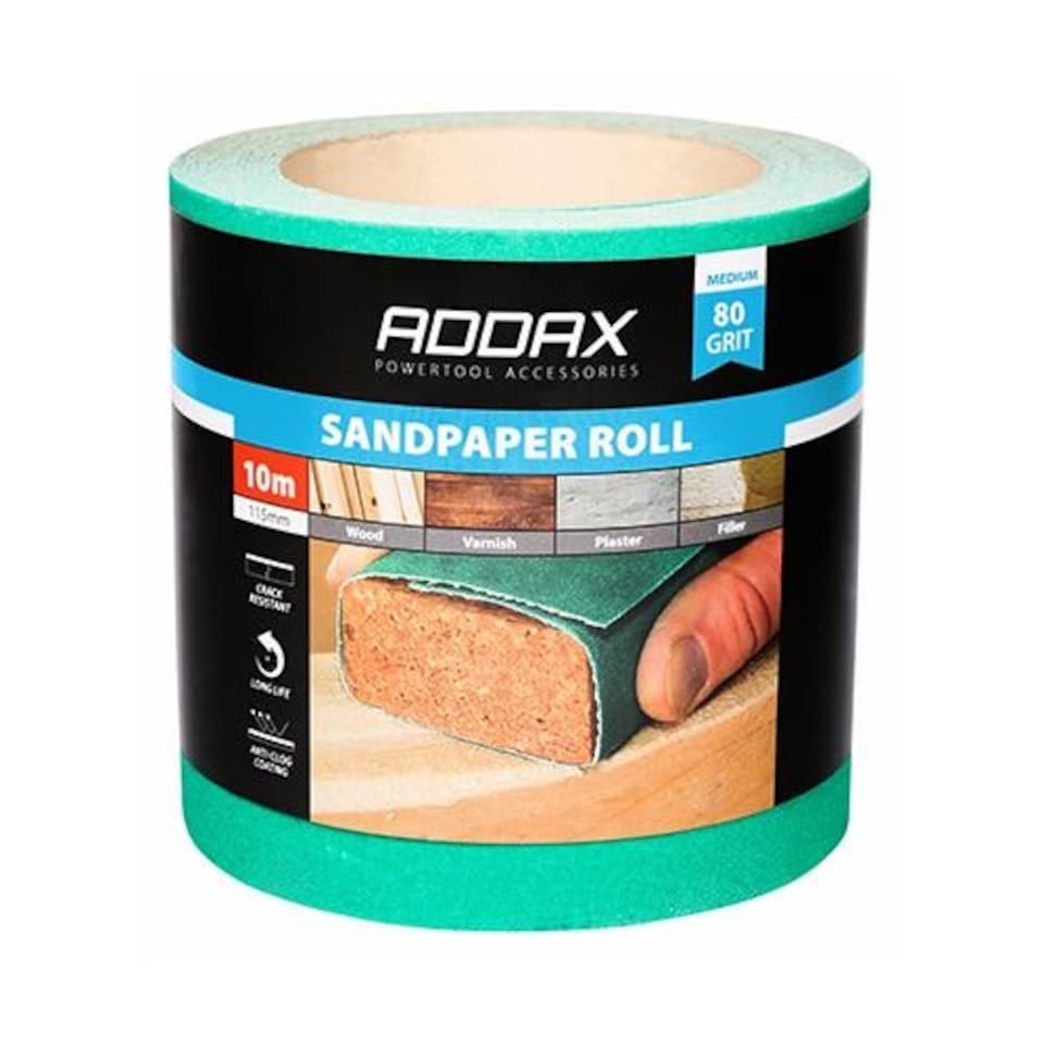 image 1 of Timco - Sandpaper Roll - 80 Grit - Green (Size 115mm x 10m - 1 Each)