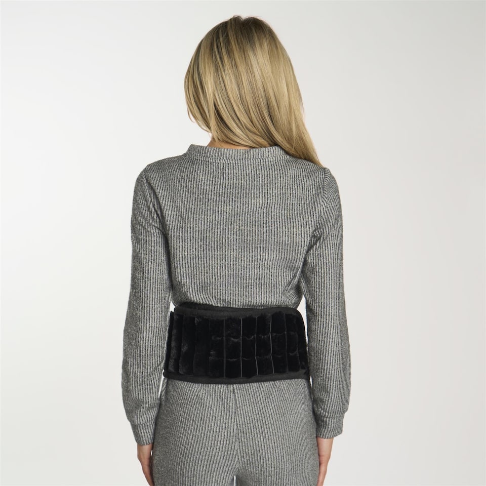 image 1 of OHS Ribbed Fleece Hot Water Bottle Belt Adjustable Heating Wrap | Black
