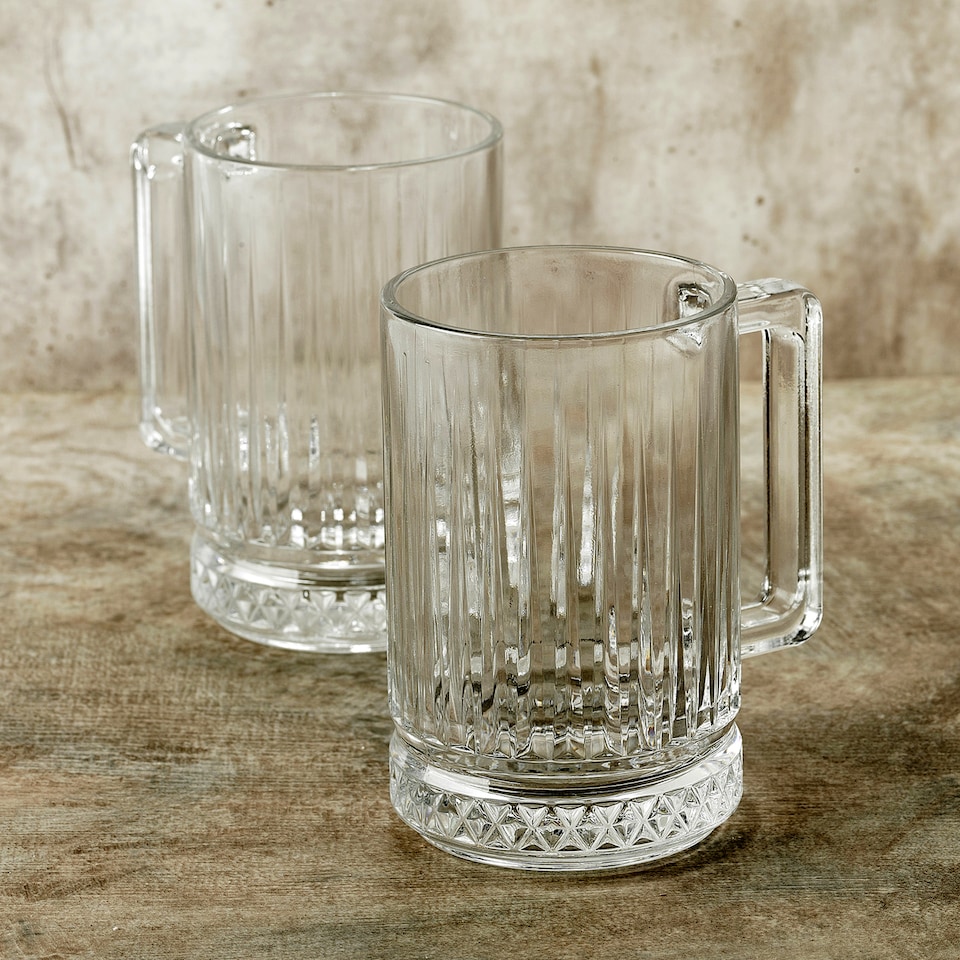 image 1 of Queensway Home And Dining Glass Coffee Mugs 310ml | Clear | Clear | Set of 2 | 2