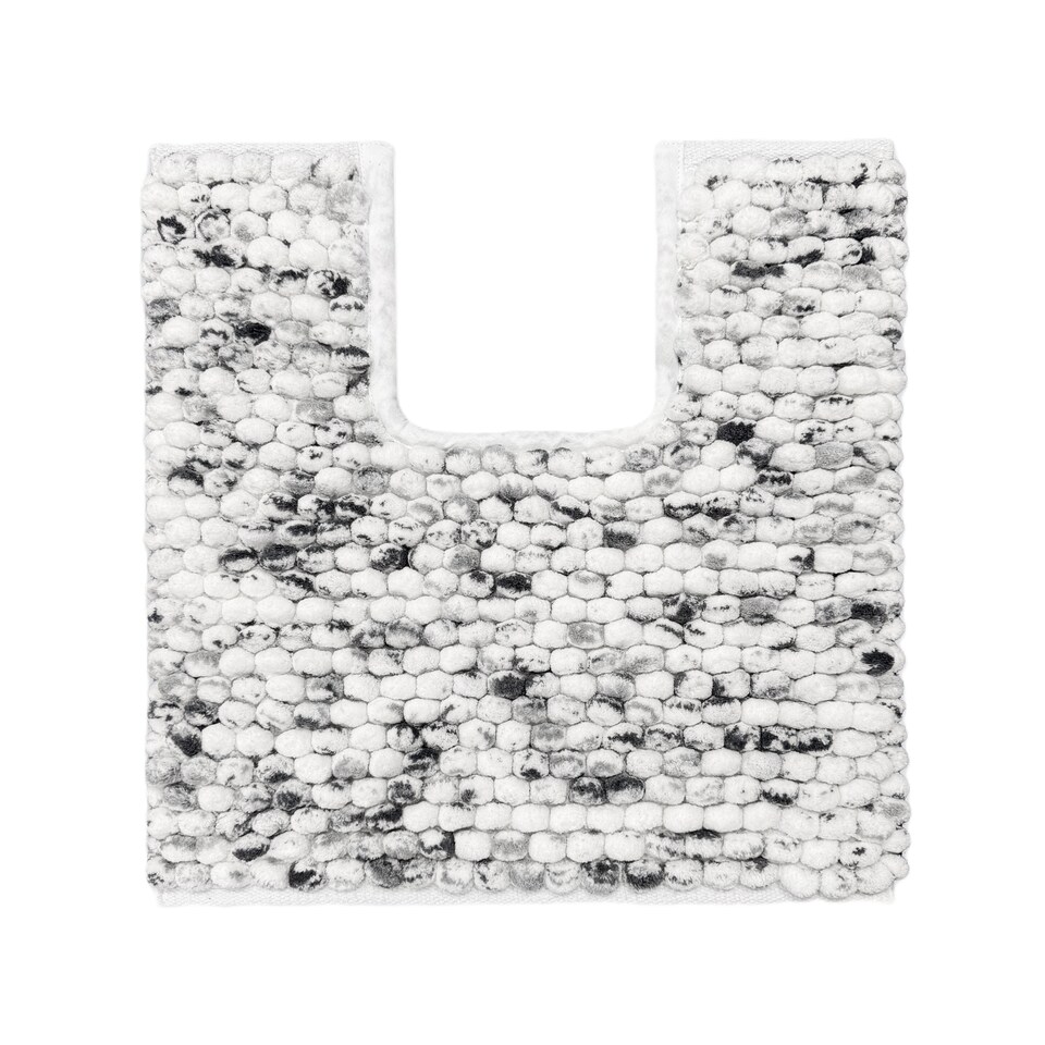 image 1 of Marl Chunky Bobble Toilet Pedestal Mat 50 x 50cm - Non Slip Marble Effect Bathroom Rug | Grey | Dark Grey | 50 x 50cm (20 x 20") | 1