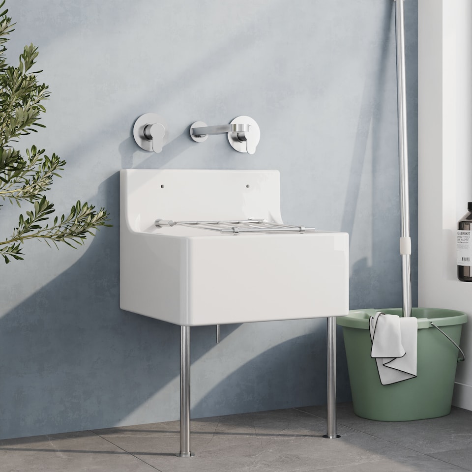 image 1 of Traditional Fireclay Cleaner Kitchen Sink with Waste | White | White