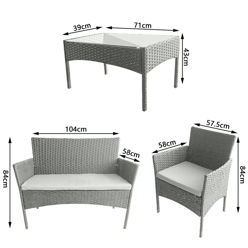 image 1 of MCC DIrect Rattan Sofa Chairs and Table Outdoor Patio Garden Furniture Bistro Set Roger
