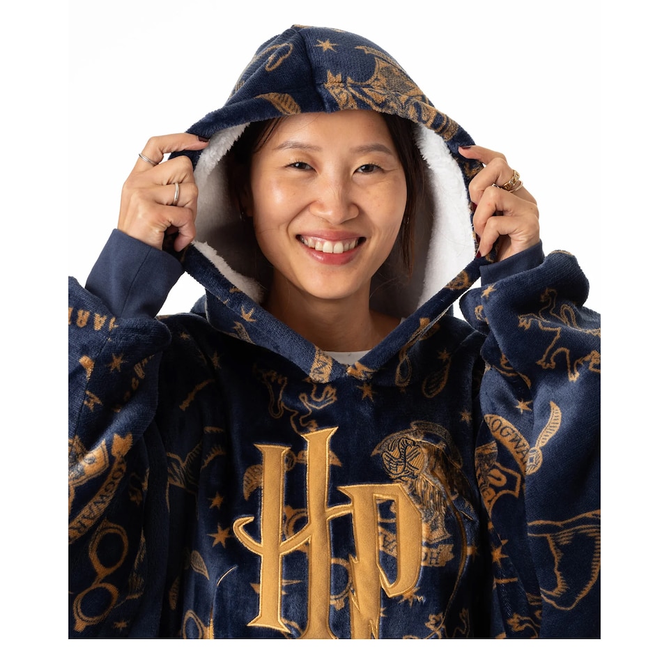 image 1 of Harry Potter Womens/Ladies Embroidered Logo Blanket Hoodie | Blue | Blue | One Size | 1