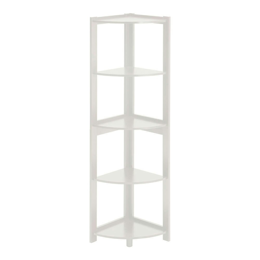 Living And Home 5-Tier Wooden Ladder Corner Bookshelf -White