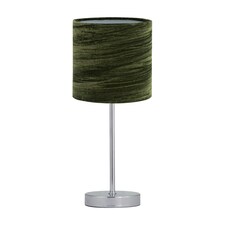 First Choice Lighting Chrome Stick Table Lamp with Green Crushed Velvet Shade Chrome | Green