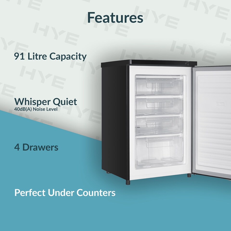 image 1 of HYE Under Counter Freezer 91 Litre 55cm Freestanding - Black - RF01UCFR91B01