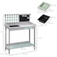 image 7 of HOMCOM Outdoor Potting Table Bench Workstation with Wood Planting Shelves | Grey | Dark Grey and Light Blue | Not provided