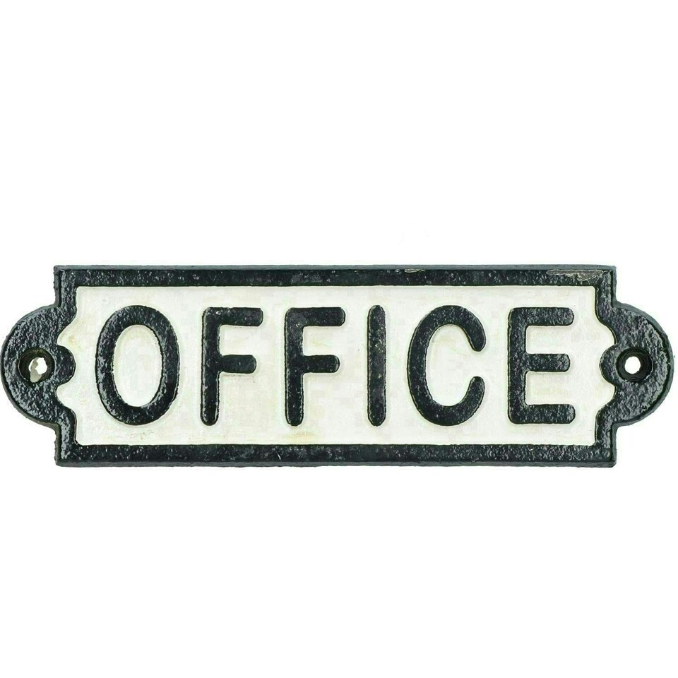 image 1 of Office Cast Iron Sign Plaque Door Wall Fence Post Cafe Shop Pub Hotel Bar Work