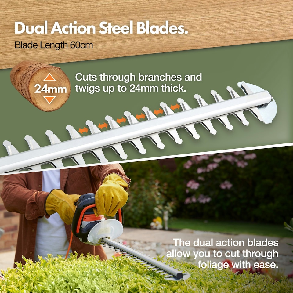 image 1 of VonHaus Hedge Trimmer 710W with Blade Cover & 10m Cable
