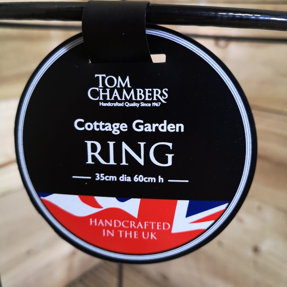 image 1 of 4 Pack of Small 60cm x 35cm Heavy Duty Black Steel Herbaceous Garden Plant Support Ring