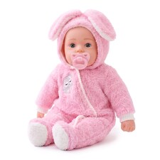 BiBi Doll 20" Bunns Baby Doll Girl with Baby Pink Jumpsuit, Sounds & Dummy Toy