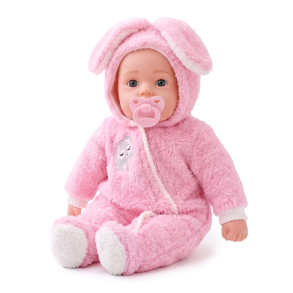 image 1 of BiBi Doll 20" Bunns Baby Doll Girl with Baby Pink Jumpsuit, Sounds & Dummy Toy