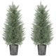 image 2 of HOMCOM 90cm Artificial Cypress Trees Set of 2, UV Resistant Artificial Plants with Decorative Pot, Fake Plants for Indoor Outdoor Decor, Green | Green