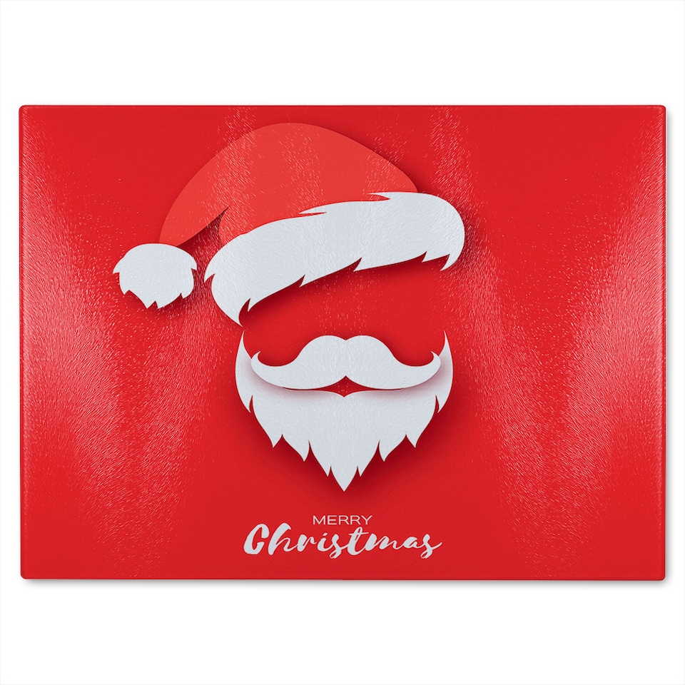 image 1 of Santa Claus Hat And Beard Dining Glass Chopping Board | Multi