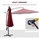 image 3 of Outsunny 3(m) Garden Banana Parasol Cantilever Umbrella w/Crank& Base, Wine Red