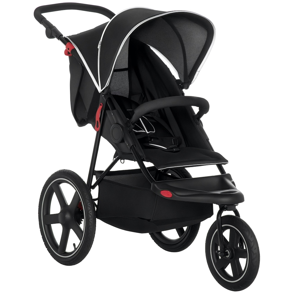 image 1 of HOMCOM Foldable Three-Wheeler Baby Stroller w/ Sun Canopy, Storage