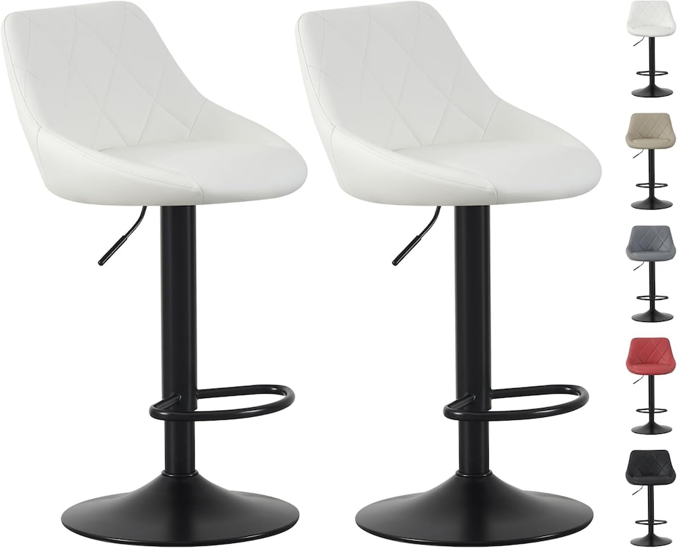 Set of 2 Height Adjustable Kitchen Bar Stool Breakfast Chairs with Footrest - Stanley