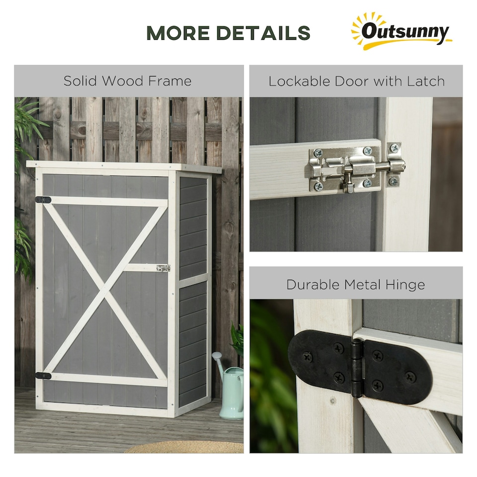 image 1 of Outsunny Garden Shed Outdoor Tool Storage w/ 2 Shelve 75 x 56 x115cm Grey