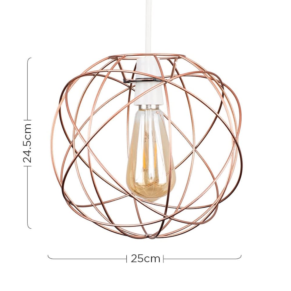 image 1 of ValueLights Rutherford Copper Ceiling Pendant Light Shade & Bulb | Copper
